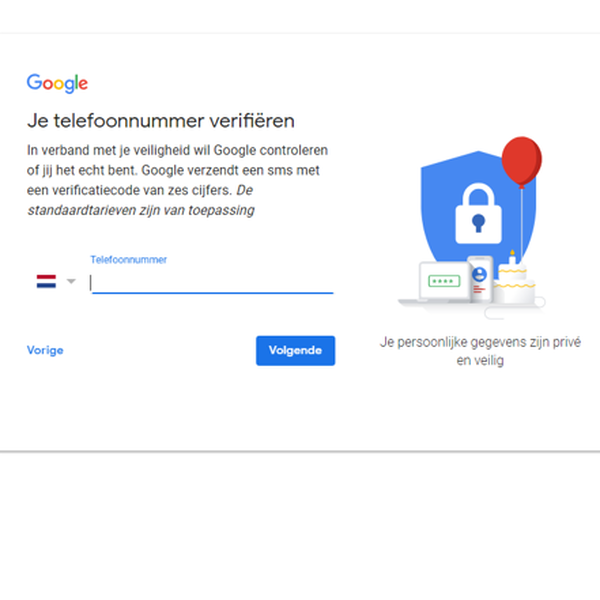 telefoonnummer Google Account verifiëren 